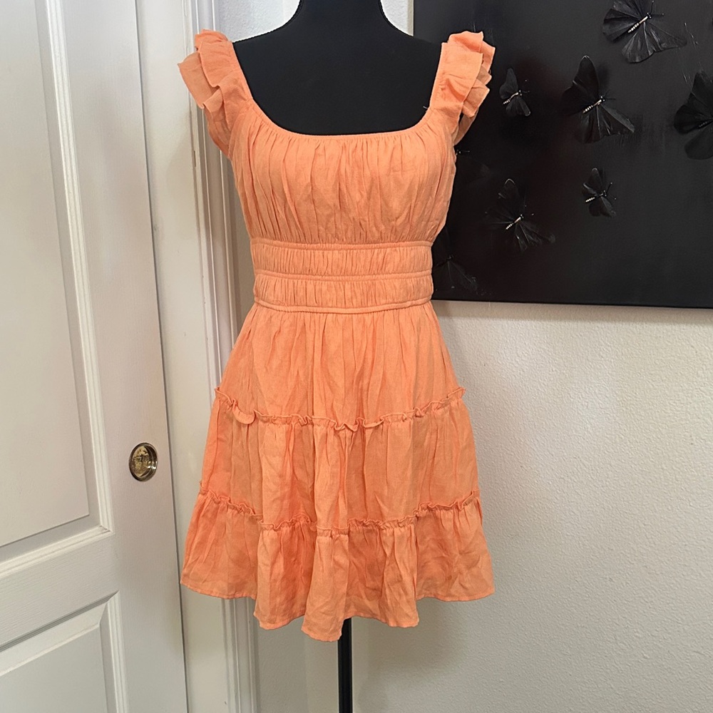 Trixxi Peach Ruffle Mini Dress